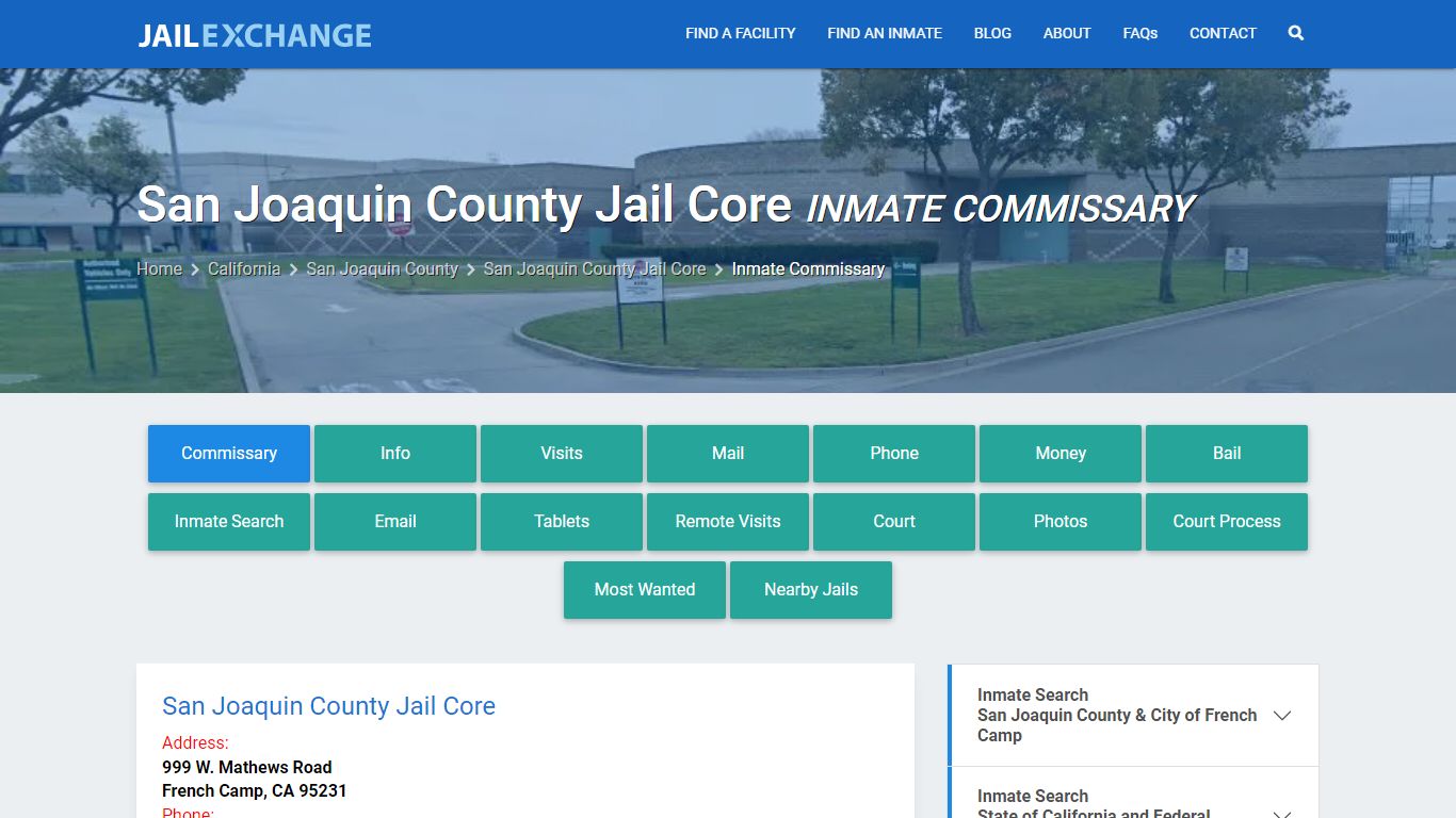 Inmate Commissary, Care Packs - San Joaquin County Jail Core, CA